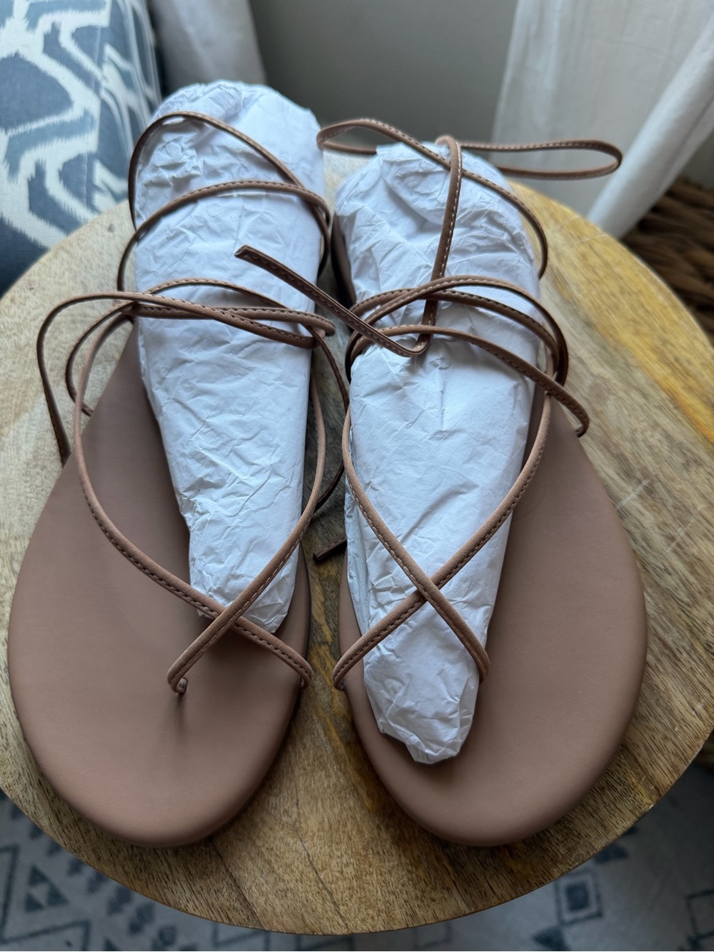 TKEES Roe Wrap Sandals Hazelton Tan Leather Size 7 NWT